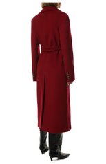 Женское пальто из шерсти и вискозы LESYANEBO бордового цвета, арт. FW21/H-405/OLZ | Фото 4 (Матери�ал внешний: Шерсть; Рукава: Длинные; Длина (верхняя одежда): Длинные; 1-2-бортные: Двубортные; Стили: Кэжуэл)