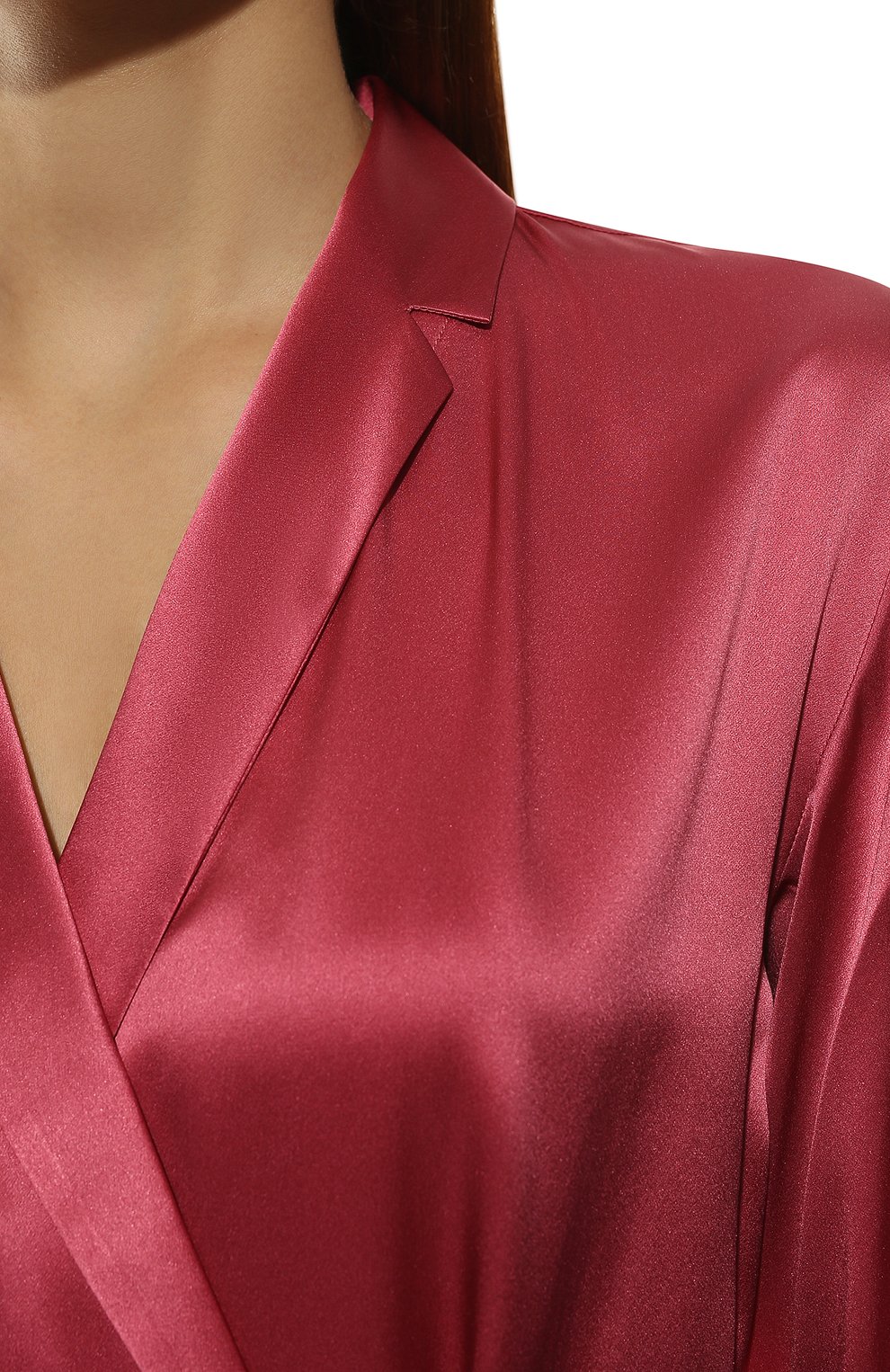 Женский шелковый халат LA PERLA малинового цвета, арт. 0020293/C0 | Фото 5 (Материал внешний: Шелк)