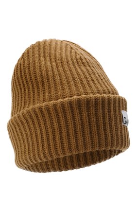 Женская шерстяная шапка GANNI бежевого цвета, арт. A4137 | Фото 1 (Материал: Шерсть, Синтетический материал, Текстиль)