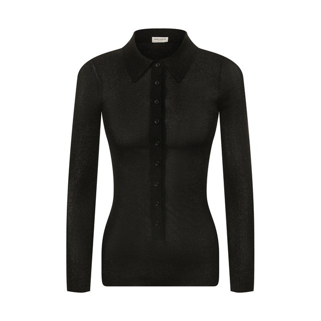 Пуловер-поло Saint Laurent черного цвета