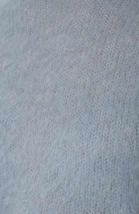 Женский пуловер SAINT LAURENT светло-голубого цвета, арт. 685071/YA2HQ | Фото 5 (Материал внешний: Шерсть; Рукава: Длинные; Женское Кросс-КТ: Пуловер-одежда; Длина (для топов): Укороченные; Стили: Романтичный)