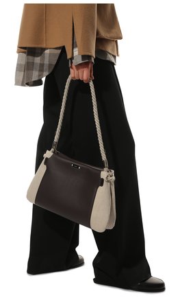 Женская сумка key CHLOÉ коричневого цвета, арт. CHC22SS485G11 | Фото 2 (Материал: Натуральная кожа; Размер: large; Сумки-технические: Сумки через плечо)