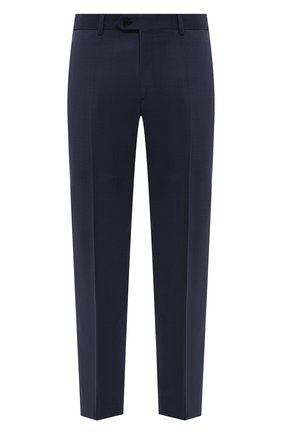 Мужские шерстяные брюки BRIONI темно-синего цвета, арт. RPL80N/P9A1U/MEGEVE | Фото 1 (Материал внешний: Шерсть; Длина (брюки, джинсы): Стандартные; Стили: Классический; Случай: Формальный; Материал подклада: Купро)