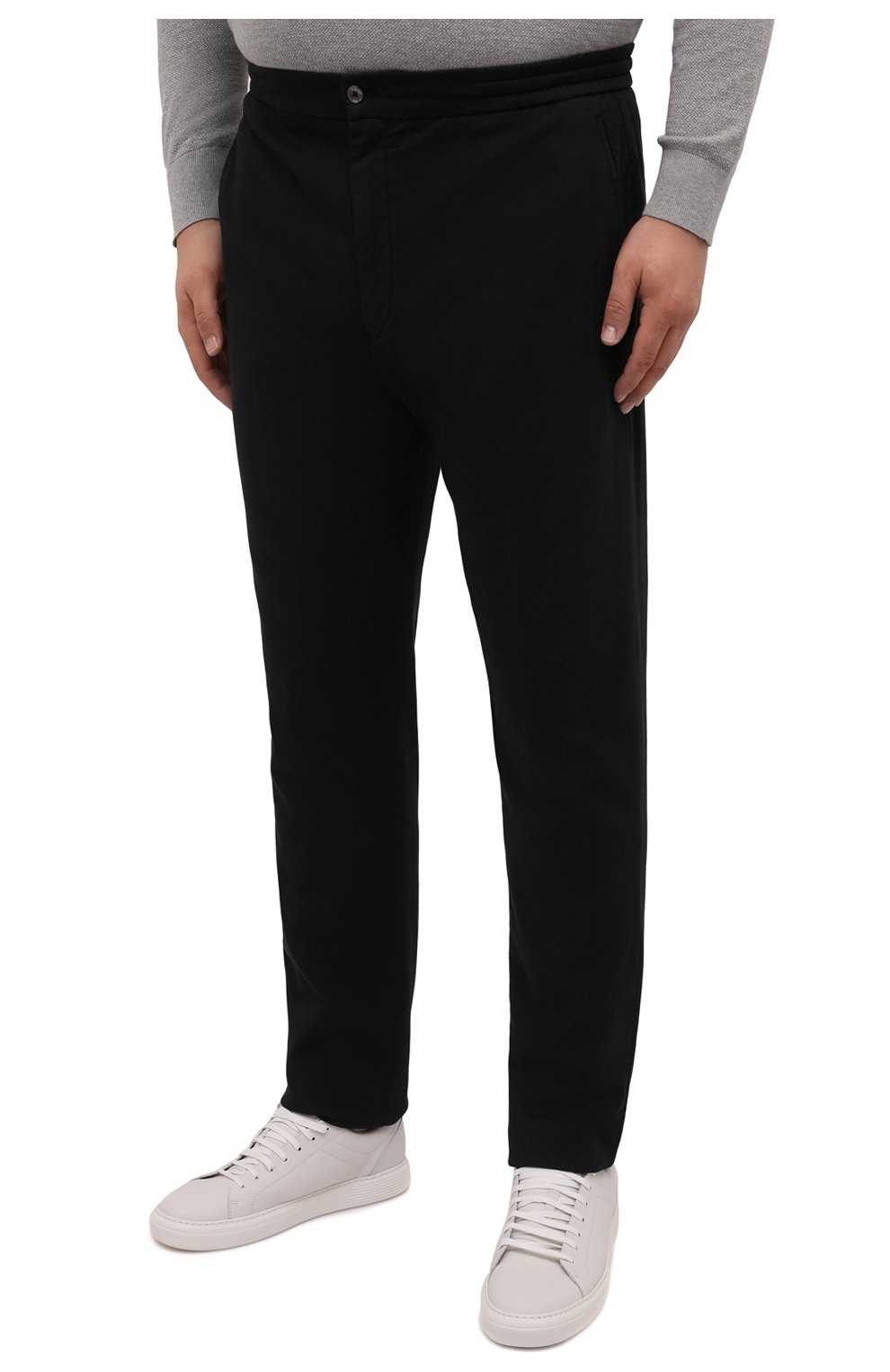 Мужские брюки из хлопка и шелка MARCO PESCAROLO черного цвета, арт. CHIAIAM/ZIP+SFILA/4502 | Фото 3 (Big sizes: Big Sizes; Силуэт М (брюки): Чиносы; Длина (брюки, джинсы): Стандартные; Случай: Повседневный; Материал внешний: Хлопок; Стили: Кэжуэл)