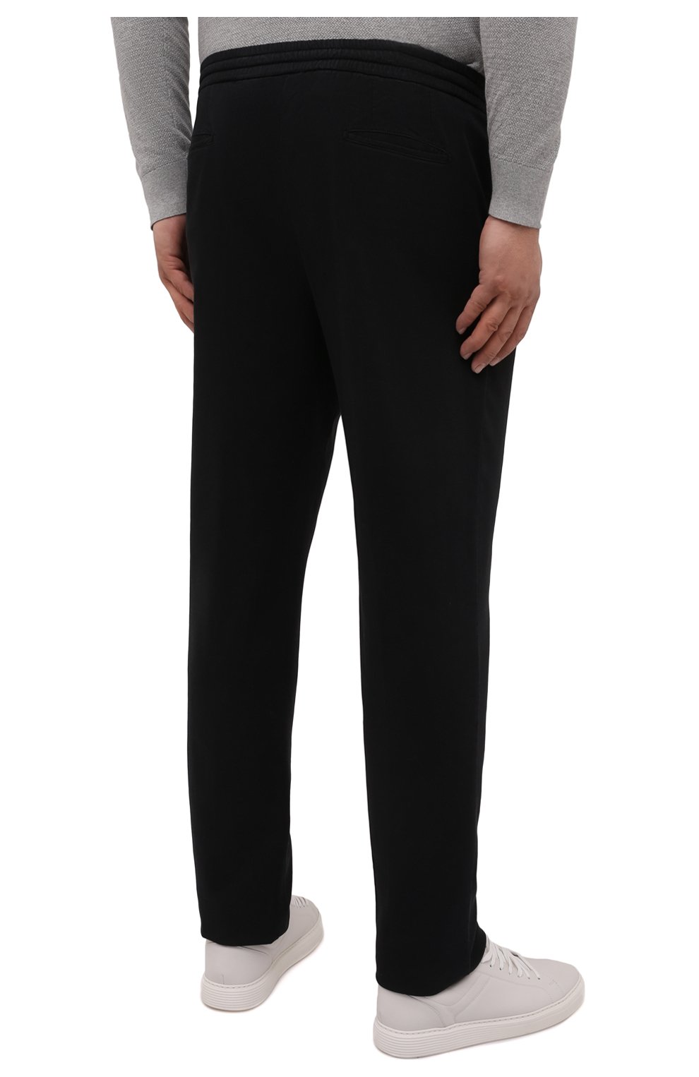 Мужские брюки из хлопка и шелка MARCO PESCAROLO черного цвета, арт. CHIAIAM/ZIP+SFILA/4502 | Фото 4 (Big sizes: Big Sizes; Силуэт М (брюки): Чиносы; Длина (брюки, джинсы): Стандартные; Случай: Повседневный; Материал внешний: Хлопок; Стили: Кэжуэл)