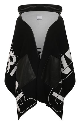 Мужская шерстяная накидка BURBERRY черного цвета, арт. 8049734 | Фото 1 (Рукава: Короткие; Материал внешний: Шерсть; Кросс-КТ: Трикотаж; Стили: Кэжуэл)