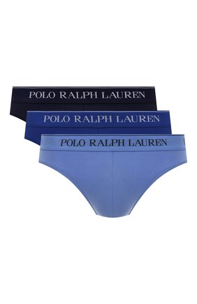Мужские комплект из трех брифов POLO RALPH LAUREN синего цвета, арт. 714835884/004 | Фото 1 (Материал внешний: Хлопок; Кросс-КТ: бельё; Мужское Кросс-КТ: Трусы)