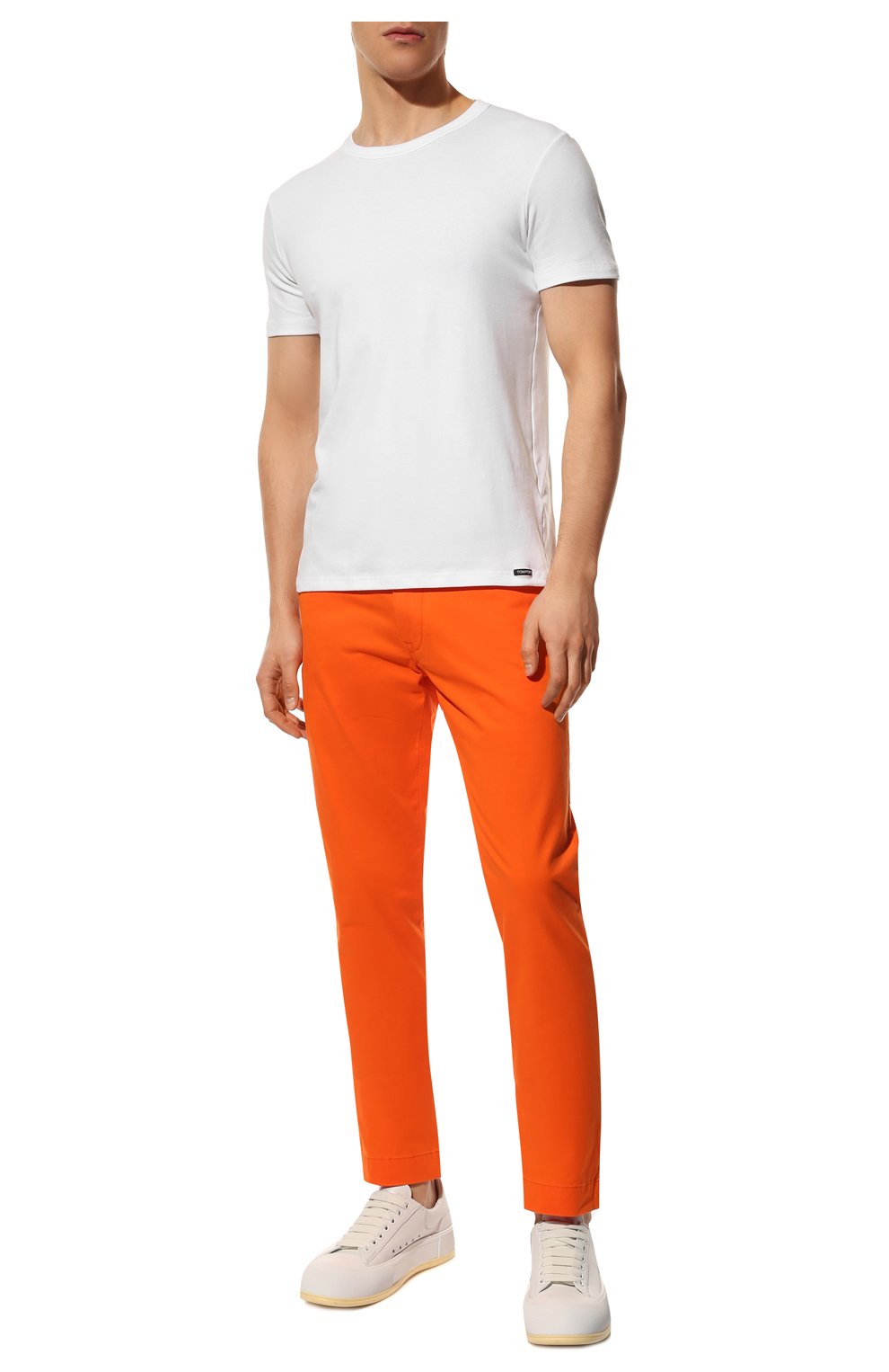 Мужские хлопковые брюки POLO RALPH LAUREN оранжевого цвета, арт. 710704176 | Фото 2 (Силуэт М (брюки): Чиносы; Длина (брюки, джинсы): Стандартные; Случай: Повседневный; Материал внешний: Хлопок; Стили: Кэжуэл)