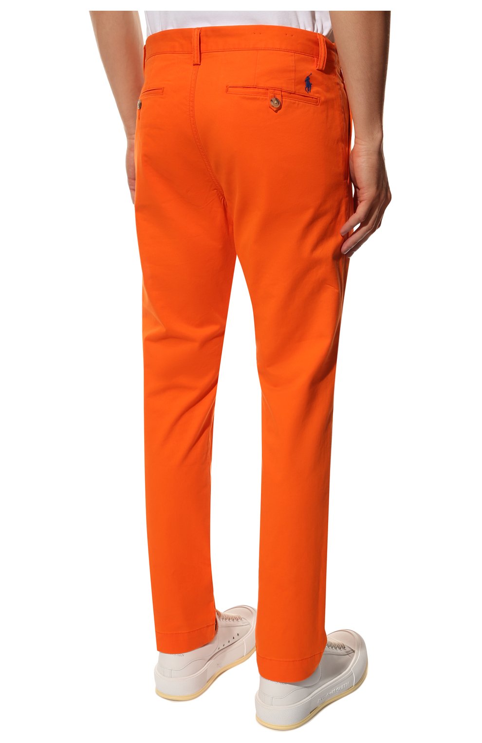 Мужские хлопковые брюки POLO RALPH LAUREN оранжевого цвета, арт. 710704176 | Фото 4 (Силуэт М (брюки): Чиносы; Длина (брюки, джинсы): Стандартные; Случай: Повседневный; Материал внешний: Хлопок; Стили: Кэжуэл)
