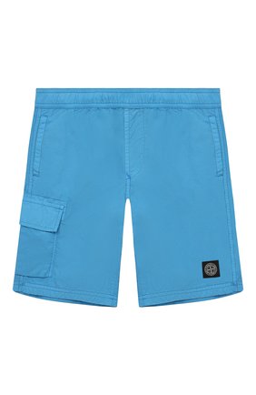 Детские плавки-шорты STONE ISLAND голубого цвета, арт. 7616B0114/14 | Фото 1 (Материал внешний: Синтетический материал)