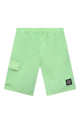 Детские плавки-шорты STONE ISLAND светло-зеленого цвета, арт. 7616B0114/10-12 | Фото 1 (Материал внешний: Синтетический материал)