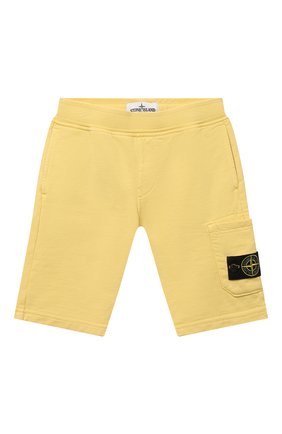 Детские хлопковые шорты STONE ISLAND желтого цвета, арт. 761661840/4 | Фото 1 (Материал внешний: Хлопок)