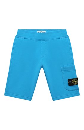 Детские хлопковые шорты STONE ISLAND голубого цвета, арт. 761661840/10-12 | Фото 1 (Материал внешний: Хлопок)