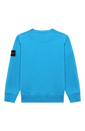 Детский хлопковый свитшот STONE ISLAND голубого цвета, арт. 761661340/6-8 | Фото 2 (Рукава: Длинные; Материал внешний: Хлопок; Мальчики Кросс-КТ: Свитшот-одежда)