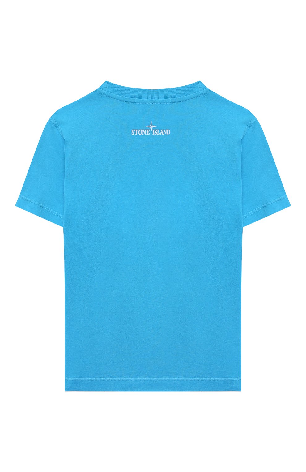Детская хлопковая футболка STONE ISLAND голубого цвета, арт. 761621069/6-8 | Фото 2 (Рукава: Короткие; Материал внешний: Хлопок; Мальчики Кросс-КТ: Футболка-одежда)
