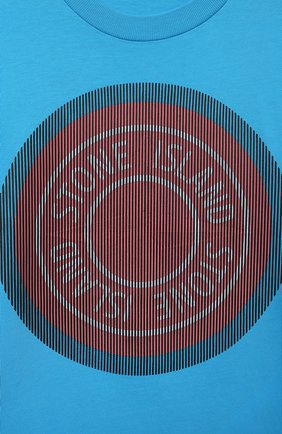 Детская хлопковая футболка STONE ISLAND голубого цвета, арт. 761621069/6-8 | Фото 3 (Рукава: Короткие; Материал внешний: Хлопок; Мальчики Кросс-КТ: Футболка-одежда)