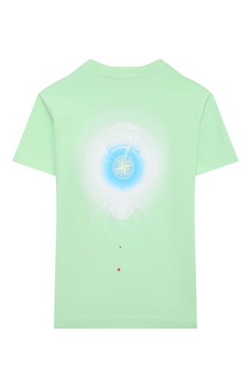 Детская хлопковая футболка STONE ISLAND светло-зеленого цвета, арт. 761621054/6-8 | Фото 2 (Материал внешний: Хлопок; Рукава: Короткие)