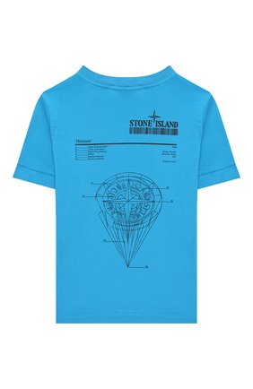 Детская хлопковая футболка STONE ISLAND голубого цвета, арт. 761621052/6-8 | Фото 2 (Материал внешний: Хлопок; Рукава: Короткие)