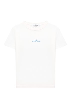 Детская хлопковая футболка STONE ISLAND белого цвета, арт. 761621052/6-8 | Фото 1 (Рукава: Короткие; Материал внешний: Хлопок; Мальчики Кросс-КТ: Футболка-одежда)