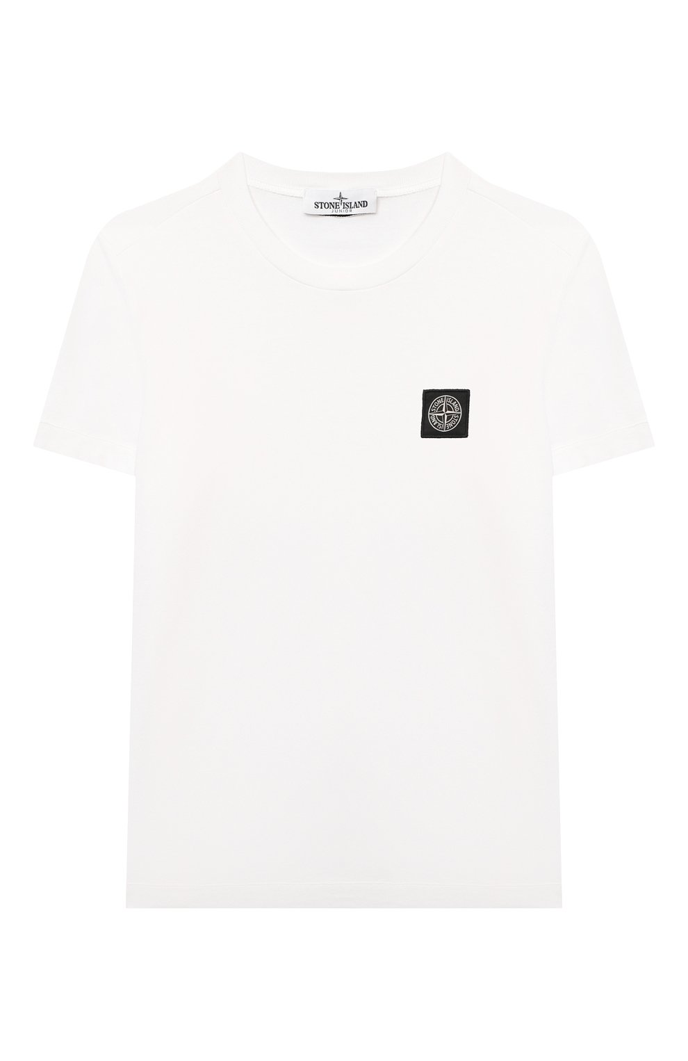 Детская хлопковая футболка STONE ISLAND белого цвета, арт. 761620147/6-8 | Фото 1 (Рукава: Короткие; Материал внешний: Хлопок; Мальчики Кросс-КТ: Футболка-одежда)