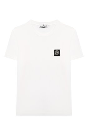 Детская хлопковая футболка STONE ISLAND белого цвета, арт. 761620147/4 | Фото 1 (Материал внешний: Хлопок; Рукава: Короткие; Мальчики Кросс-КТ: Футболка-одежда)