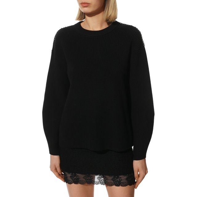Хлопковый пуловер HUGO 50462712, цвет чёрный, размер 50 - фото 3