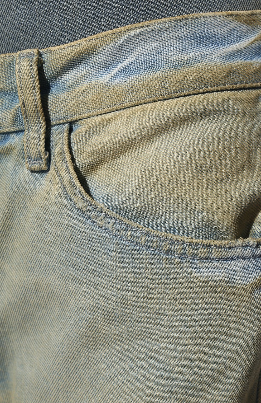 Женские джинсы THE ATTICO голубого цвета, арт. 222WCP70/D030 | Фото 5 (Длина (брюки, джинсы): Удлиненные; Кросс-КТ: Деним; Стили: Гранж; Силуэт Ж (брюки и джинсы): Расклешенные; Материал внешний: Хлопок, Деним; Детали: Потертости)