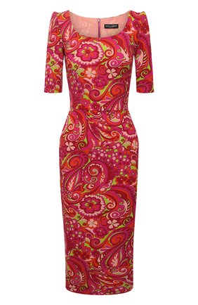 Женское шелковое платье DOLCE & GABBANA фуксия цвета по цене 199500 руб., арт. F6H4PT/FSA2Z | Фото 1 Женское шелковое платье DOLCE & GABBANA фуксия цвета, арт. F6H4PT/FSA2Z | Фото 1 (Материал подклада: Шелк; Рукава: 3/4; Длина Ж (юбки, платья, шорты): До колена; Материал внешний: Шелк; Женское Кросс-КТ: Платье-одежда, платье-футляр; Случай: Коктейльный; Стили: Романтичный)