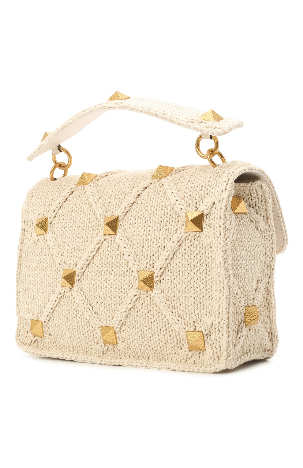 Женская сумка roman stud large VALENTINO кремвого цвета по цене 291000 руб., арт. XW2B0I60/ZDA | Фото 4 Женская сумка roman stud large VALENTINO кремвого цвета, арт. XW2B0I60/ZDA | Фото 4 (Сумки-технические: Сумки через плечо, Сумки top-handle; Ремень/цепочка: На ремешке; Материал: Текстиль; Размер: large)