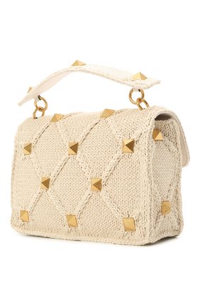 Женская сумка roman stud large VALENTINO кремвого цвета по цене 291000 руб., арт. XW2B0I60/ZDA | Фото 4 Женская сумка roman stud large VALENTINO кремвого цвета, арт. XW2B0I60/ZDA | Фото 4 (Сумки-технические: Сумки через плечо, Сумки top-handle; Ремень/цепочка: На ремешке; Материал: Текстиль; Размер: large)