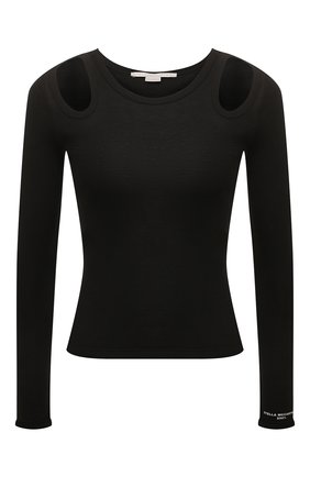 Женский пуловер STELLA MCCARTNEY черного цвета, арт. 604197/SPW33 | Фото 1 (Материал внешний: Растительное волокно, Лиоцелл, Хлопок; Длина (для топов): Стандартные; Рукава: Длинные; Женское Кросс-КТ: Пуловер-одежда; Стили: Гламурный)