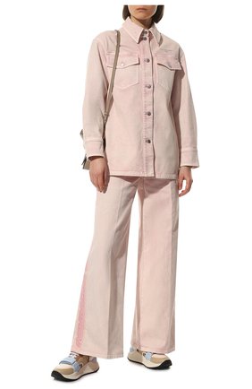 Женская джинсовая рубашка STELLA MCCARTNEY розового цвета, арт. 602921/S0H59 | Фото 2 (Рукава: Длинные; Длина (для топов): Удлиненные; Материал внешний: Хлопок, Деним; Кросс-КТ: Деним; Стили: Гранж; Женское Кросс-КТ: Рубашка-одежда; Принт: Без принта)