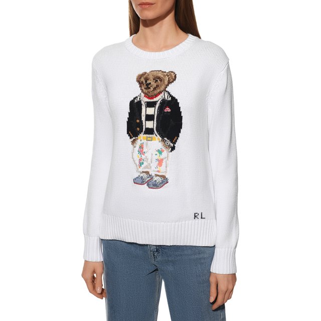 Хлопковый пуловер Polo Ralph Lauren Белый 211856726 5624932