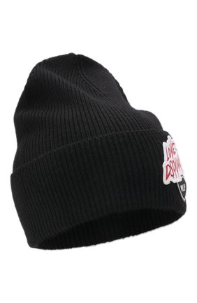 Мужская шерстяная шапка DSQUARED2 черного цвета, арт. KNM0001 01W04901 | Фото 1 (Материал: Шерсть, Текстиль; Кросс-КТ: Трикотаж)