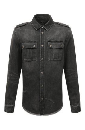 Мужская джинсовая рубашка BALMAIN темно-серого цвета по цене 121000 руб., арт. XH1HC030/DB92 | Фото 1 Мужская джинсовая рубашка BALMAIN темно-серого цвета, арт. XH1HC030/DB92 | Фото 1 (Длина (для топов): Стандартные; Рукава: Длинные; Материал внешний: Хлопок, Деним; Кросс-КТ: Деним; Случай: Повседневный; Манжеты: На пуговицах; Воротник: Кент; Стили: Кэжуэл; Принт: Однотонные)