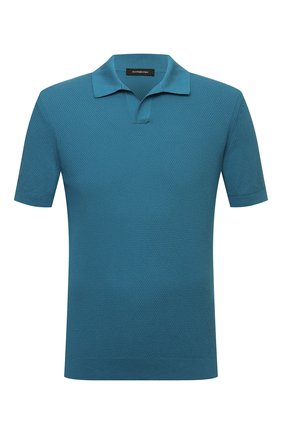 Мужское хлопковое поло ERMENEGILDO ZEGNA бирюзового цвета по цене 62650 руб., арт. UZC96/C32 | Фото 1 Мужское хлопковое поло ERMENEGILDO ZEGNA бирюзового цвета, арт. UZC96/C32 | Фото 1 (Длина (для топов): Стандартные; Рукава: Короткие; Материал внешний: Хлопок; Кросс-КТ: Трикотаж; Застежка: Открытый ворот; Стили: Кэжуэл)
