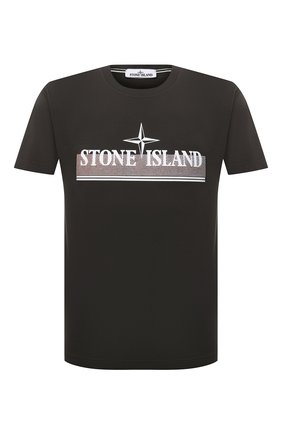 Мужская хлопковая футболка STONE ISLAND темно-серого цвета, арт. 76152NS92 | Фото 1 (Материал внешний: Хлопок; Длина (для топов): Стандартные; Рукава: Короткие; Принт: С принтом; Стили: Кэжуэл)