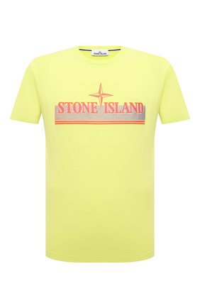 Мужская хлопковая футболка STONE ISLAND салатового цвета, арт. 76152NS92 | Фото 1 (Материал внешний: Хлопок; Длина (для топов): Стандартные; Рукава: Короткие; Принт: С принтом; Стили: Кэжуэл)