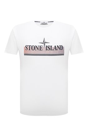 Мужская хлопковая футболка STONE ISLAND белого цвета, арт. 76152NS92 | Фото 1 (Материал внешний: Хлопок; Длина (для топов): Стандартные; Рукава: Короткие; Принт: С принтом; Стили: Кэжуэл)