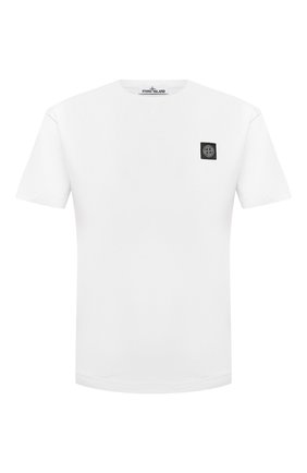 Мужская хлопковая футболка STONE ISLAND белого цвета, арт. 761524113 | Фото 1 (Длина (для топов): Стандартные; Рукава: Короткие; Материал внешний: Хлопок; Принт: Без принта; Стили: Кэжуэл)