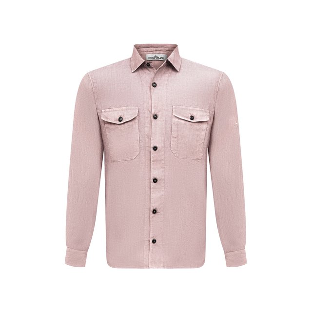 Льняная рубашка Stone Island розового цвета
