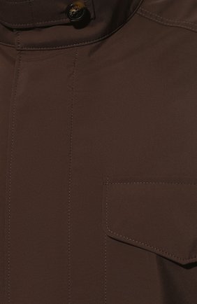 Мужской жилет LORO PIANA темно-коричневого цвета, арт. FAL5144 | Фото 5 (Кросс-КТ: Куртка; Материал утеплителя: Шерсть; Материал внешний: Синтетический материал; Длина (верхняя одежда): Короткие; Стили: Кэжуэл)