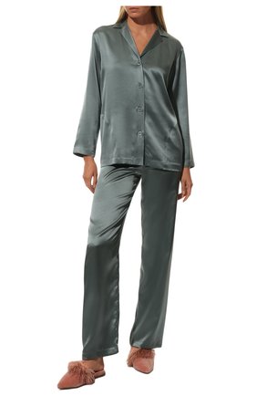 Женская шелковая пижама LA PERLA зеленого цвета, арт. 0020288 | Фото 2 (Рукава: Длинные; Длина Ж (юбки, платья, шорты): Мини; Длина (брюки, джинсы): Стандартные; Материал внешний: Шелк; Длина (для топов): Стандартные)
