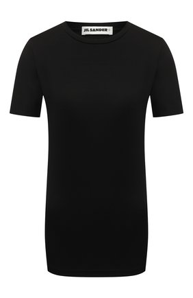 Женская хлопковая футболка JIL SANDER черного цвета, арт. JPPU705502-WU257108 | Фото 1 (Материал внешний: Хлопок; Длина (для топов): Стандартные; Рукава: Короткие; Стили: Минимализм; Принт: Без принта; Женское Кросс-КТ: Футболка-одежда)