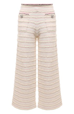 Женские брюки SELF-PORTRAIT светло-розового цвета, арт. SS22-141 | Фото 1 (Материал внешний: Синтетический материал, Хлопок; Длина (брюки, джинсы): Укороченные; Стили: Романтичный; Женское Кросс-КТ: Брюки-одежда; Кросс-КТ: Трикотаж; Силуэт Ж (брюки и джинсы): Широкие)