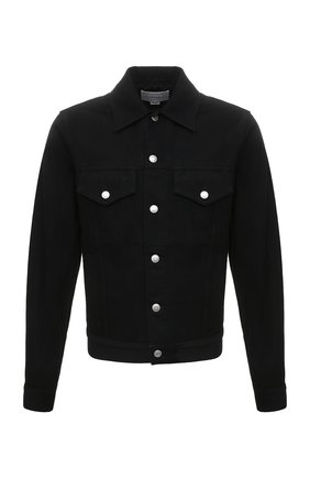 Мужская джинсовая куртка ALEXANDER MCQUEEN черного цвета, арт. 685325/QSZ3A | Фото 1 (Материал внешний: Хлопок, Деним; Длина (верхняя одежда): Короткие; Рукава: Длинные; Кросс-КТ: Деним, Куртка; Стили: Кэжуэл)