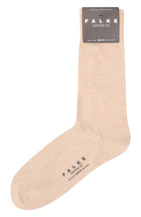 Мужские носки их хлопка и шерсти FALKE бежевого цвета, арт. 14491. | Фото 1 (Материал внешний: Шерсть, Хлопок; Кросс-КТ: бельё)