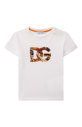 Детский хлопковая футболка DOLCE & GABBANA белого цвета, арт. L1JTDM/G7B00 | Фото 1