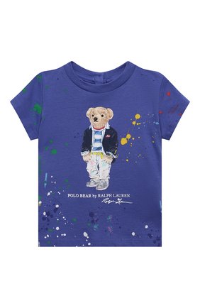 Детский хлопковая футболка POLO RALPH LAUREN синего цвета, арт. 310868484 | Фото 1