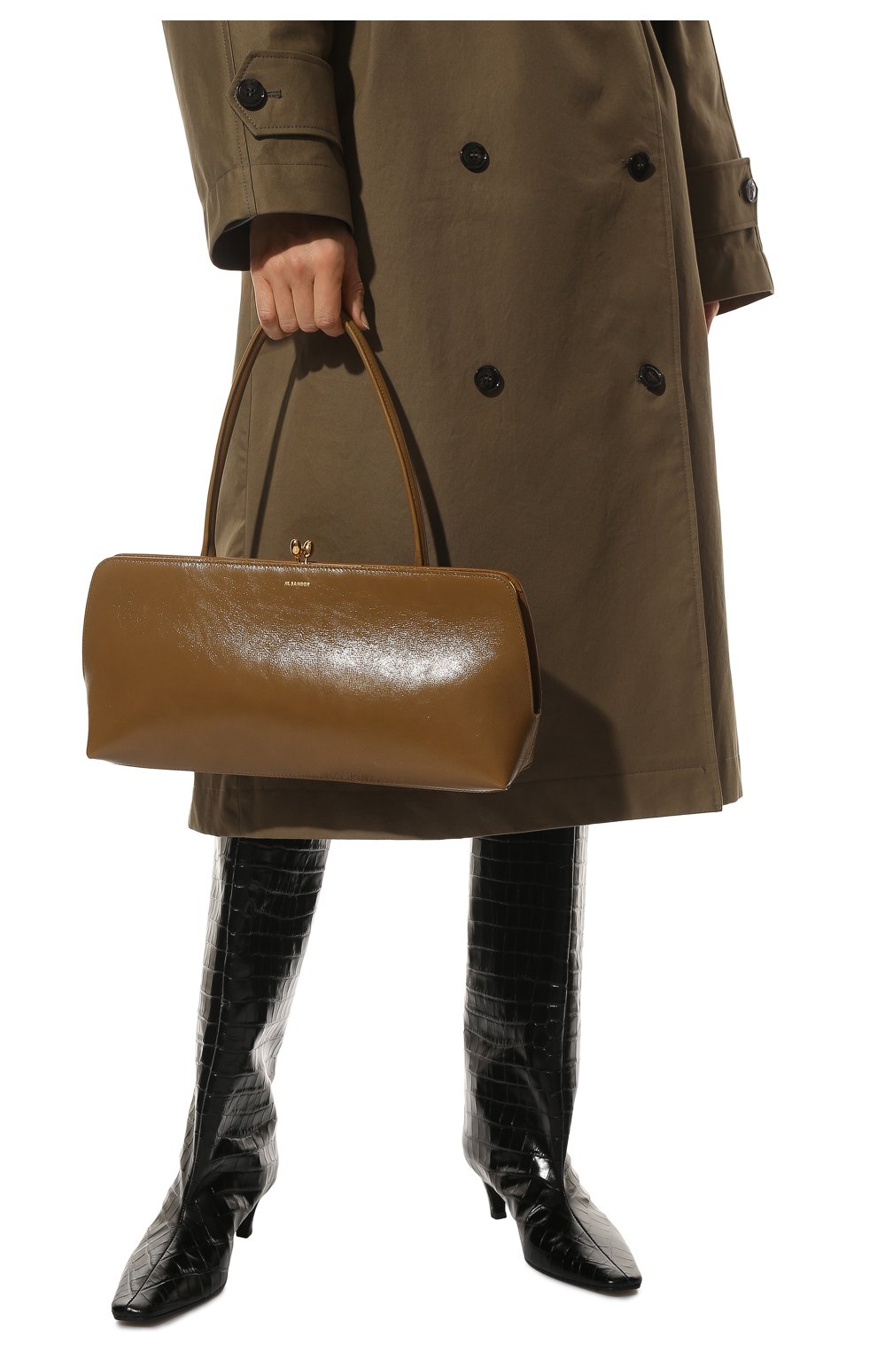 Женская сумка goji medium JIL SANDER светло-коричневого цвета, арт. JSPU852369-WUB69118N | Фото 2 (Сумки-технические: Сумки top-handle; Размер: medium; Материал: Натуральная кожа)